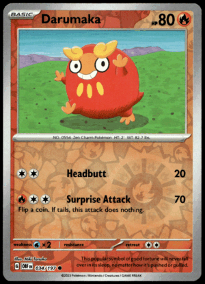 Pokémon Darumaka 034/197 - Reverse Holofoil Common SV03: Obsidian Flames EN