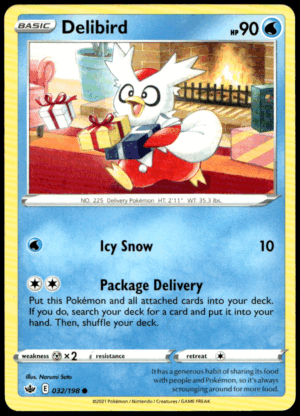 Pokémon Delibird 032/198 - Normal Common SWSH06: Chilling Reign EN
