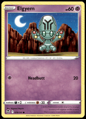 Pokémon Elgyem 079/195 - Normal Common SWSH12: Silver Tempest EN