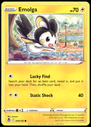 Pokémon Emolga 054/195 - Normal Common SWSH12: Silver Tempest EN