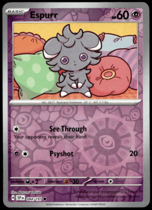 Pokémon Espurr 084/191 - Reverse Holofoil Common SV08: Surging Sparks EN
