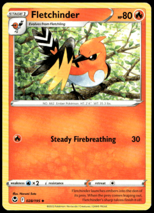 Pokémon Fletchinder 028/195 - Normal Uncommon SWSH12: Silver Tempest EN