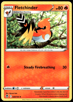 Pokémon Fletchinder 028/195 - Normal Uncommon SWSH12: Silver Tempest EN