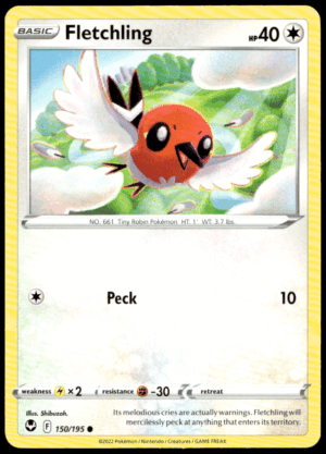 Pokémon Fletchling 150/195 - Normal Common SWSH12: Silver Tempest EN