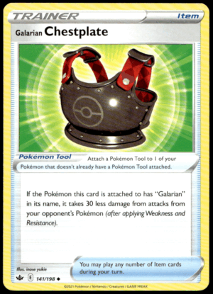 Pokémon Galarian Chestplate 141/198 - Normal Uncommon SWSH06: Chilling Reign EN