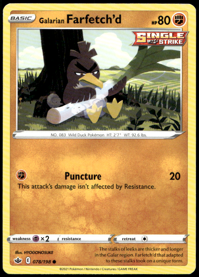 Pokémon Galarian Farfetch'd 078/198 - Normal Common SWSH06: Chilling Reign EN