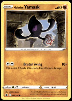 Pokémon Galarian Yamask 082/198 - Normal Common SWSH06: Chilling Reign EN