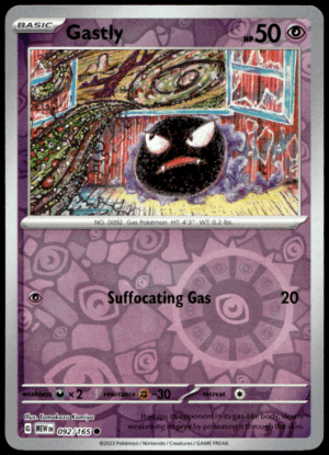 Pokémon Gastly 092/165 - Reverse Holofoil Common SV: Scarlet & Violet 151 EN