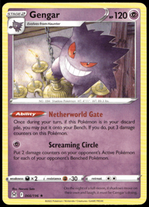 Pokémon Gengar 066/196 - Normal Rare Deck Exclusives EN