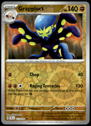 Pokémon Grapploct 113/191 - Reverse Holofoil Common SV08: Surging Sparks EN