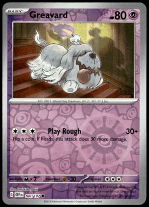 Pokémon Greavard 100/197 - Reverse Holofoil Common SV03: Obsidian Flames EN