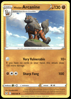 Pokémon Hisuian Arcanine 084/196 - Normal Rare Deck Exclusives EN