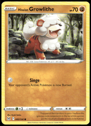 Pokémon Hisuian Growlithe 083/196 - Normal Common SWSH11: Lost Origin EN