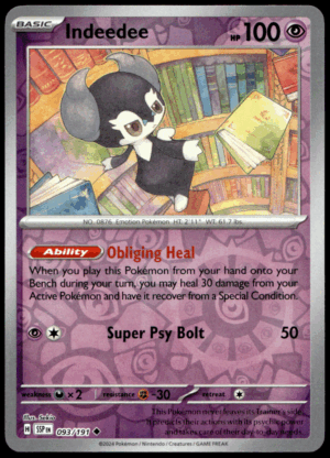 Pokémon Indeedee 093/191 - Reverse Holofoil Uncommon SV08: Surging Sparks EN