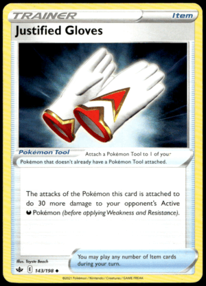 Pokémon Justified Gloves 143/198 - Normal Uncommon SWSH06: Chilling Reign EN