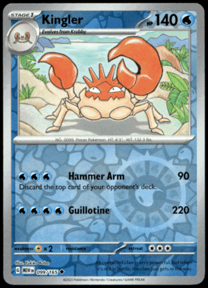 Pokémon Kingler 099/165 - Reverse Holofoil Uncommon SV: Scarlet & Violet 151 EN