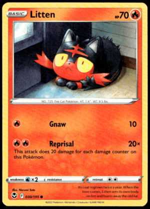 Pokémon Litten 030/195 - Normal Common SWSH12: Silver Tempest EN