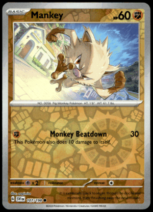 Pokémon Mankey 107/198 - Reverse Holofoil Common SV01: Scarlet & Violet Base Set EN
