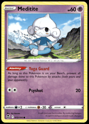 Pokémon Meditite 072/195 - Normal Common SWSH12: Silver Tempest EN