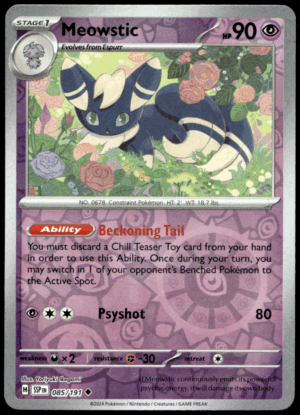 Pokémon Meowstic 085/191 - Reverse Holofoil Uncommon SV08: Surging Sparks EN