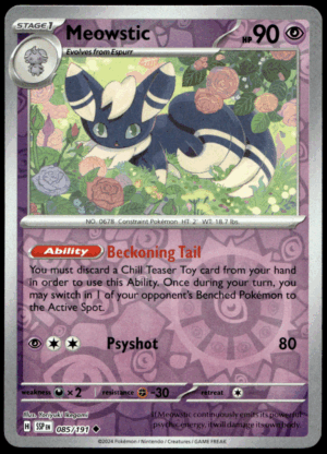 Pokémon Meowstic 085/191 - Reverse Holofoil Uncommon SV08: Surging Sparks EN