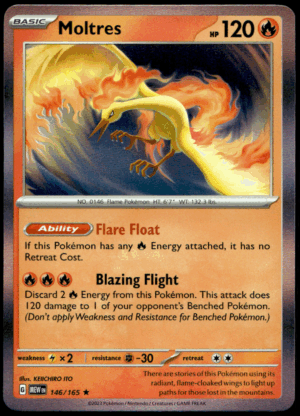 Pokémon Moltres 146/165 - Holofoil Rare SV: Scarlet & Violet 151 EN