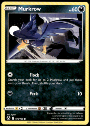Pokémon Murkrow 106/195 - Normal Common SWSH12: Silver Tempest EN