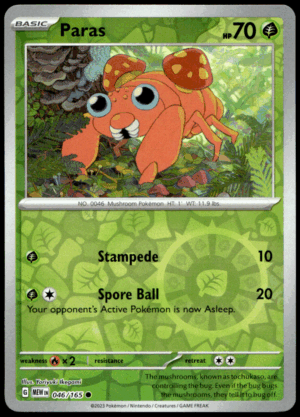 Pokémon Paras 046/165 - Reverse Holofoil Common SV: Scarlet & Violet 151 EN