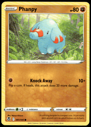 Pokémon Phanpy 091/195 - Normal Common SWSH12: Silver Tempest EN