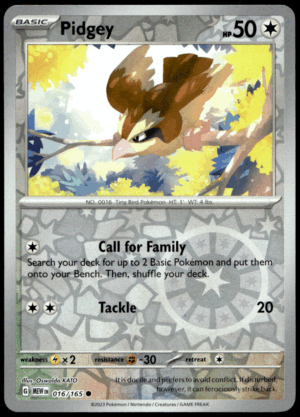 Pokémon Pidgey 016/165 - Reverse Holofoil Common SV: Scarlet & Violet 151 EN