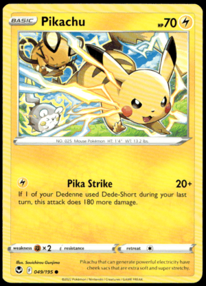 Pokémon Pikachu 049/195 - Normal Common SWSH12: Silver Tempest EN