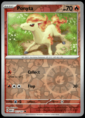 Pokémon Ponyta 077/165 - Reverse Holofoil Common SV: Scarlet & Violet 151 EN