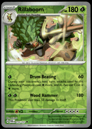 Pokémon Rillaboom 016/167 - Reverse Holofoil Uncommon SV06: Twilight Masquerade EN