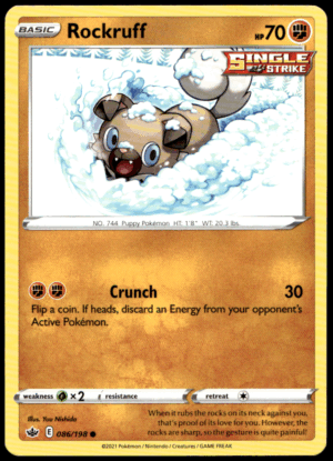 Pokémon Rockruff 086/198 - Normal Common SWSH06: Chilling Reign EN