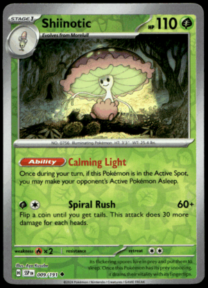 Pokémon Shiinotic 009/191 - Reverse Holofoil Uncommon SV08: Surging Sparks EN