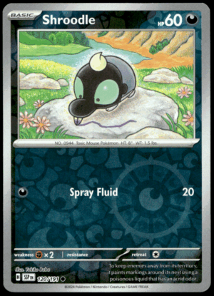 Pokémon Shroodle 120/191 - Reverse Holofoil Common SV08: Surging Sparks EN