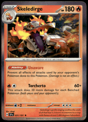 Pokémon Skeledirge 031/191 - Holofoil Rare SV08: Surging Sparks EN
