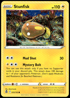 Pokémon Stunfisk 055/195 - Normal Common SWSH12: Silver Tempest EN