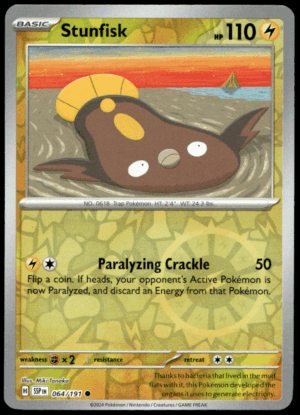 Pokémon Stunfisk 064/191 - Reverse Holofoil Common SV08: Surging Sparks EN