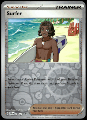 Pokémon Surfer 187/191 - Reverse Holofoil Uncommon SV08: Surging Sparks EN