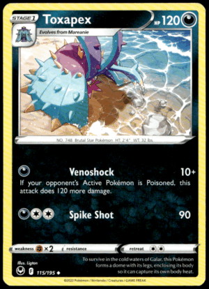 Pokémon Toxapex 115/195 - Normal Uncommon SWSH12: Silver Tempest EN