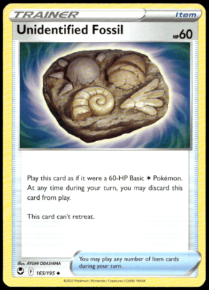 Pokemon Unidentified Fossil 165/195  Normal Uncommon SWSH12 Silver Tempest EN