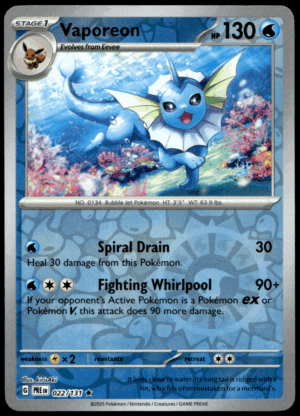 Pokémon Vaporeon 022/131 - Reverse Holofoil Rare SV: Prismatic Evolutions EN