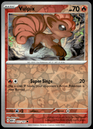 Pokémon Vulpix 037/165 - Reverse Holofoil Common SV: Scarlet & Violet 151 EN