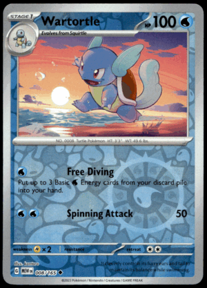 Pokémon Wartortle 008/165 - Reverse Holofoil Uncommon SV: Scarlet & Violet 151 EN