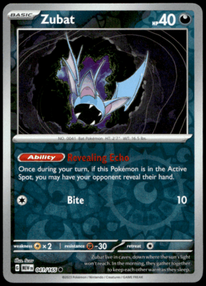 Pokémon Zubat 041/165 - Reverse Holofoil Common SV: Scarlet & Violet 151 EN
