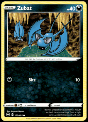 Pokémon Zubat 103/195 - Normal Common SWSH12: Silver Tempest EN