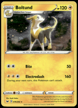 Pokémon Boltund 076/202 - Holofoil Holo Rare SWSH01: Sword & Shield Base Set EN