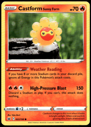 Pokémon Castform Sunny Form 022/198 - Normal Common SWSH06: Chilling Reign EN