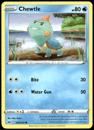 Pokémon Chewtle 060/202 - Normal Common SWSH01: Sword & Shield Base Set EN